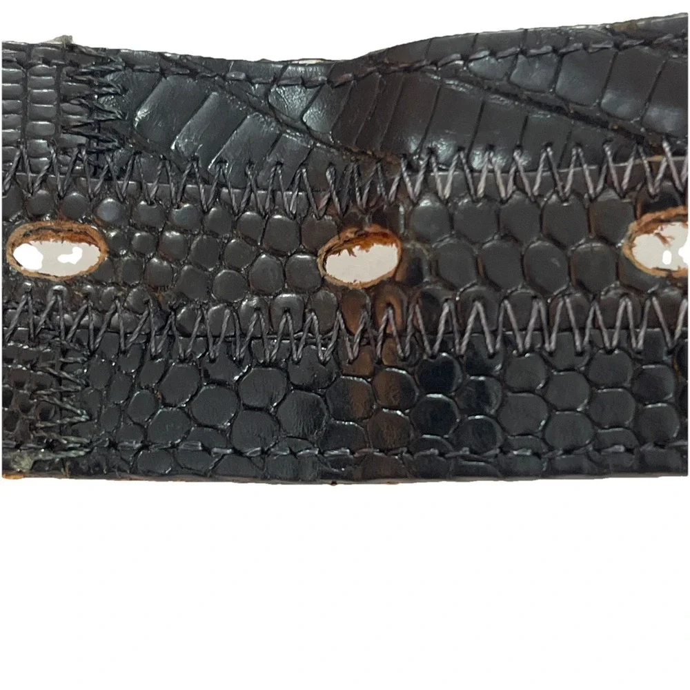 Tony Lama Belt Dress / Western Black Genuine Lizard Leather Mens 32 Old Money‎
